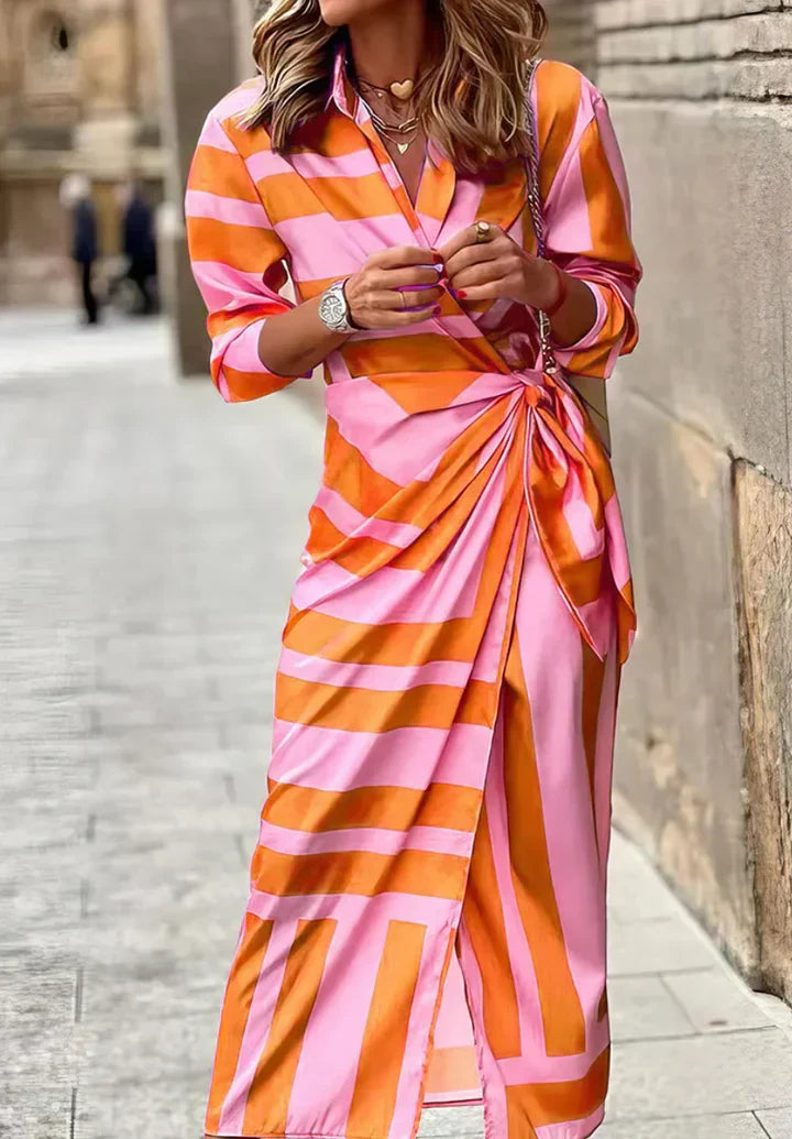 Isla Bloom | Radiant Striped Wrap Dress